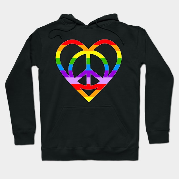Rainbow Pride Peace Sign And Heart Hoodie by SartorisArt1